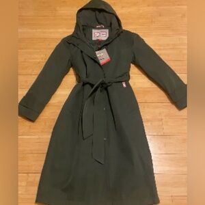 Hunter Hooded Olive Trench Coat Women’s Small ~ NWT $249